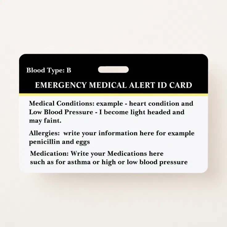Medical Alert Id Card
